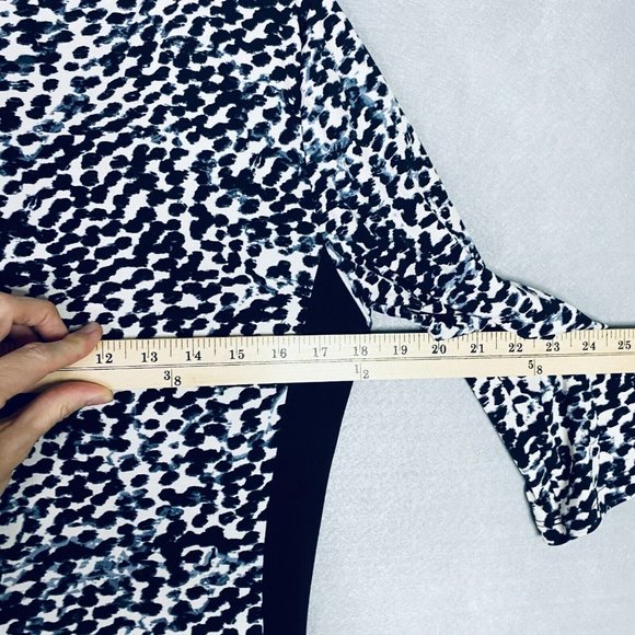 Slimming Lauren Ralph Lauren Dress 12 Black Stretch Leopard Print 3/4 Sleeve - Picture 8 of 12